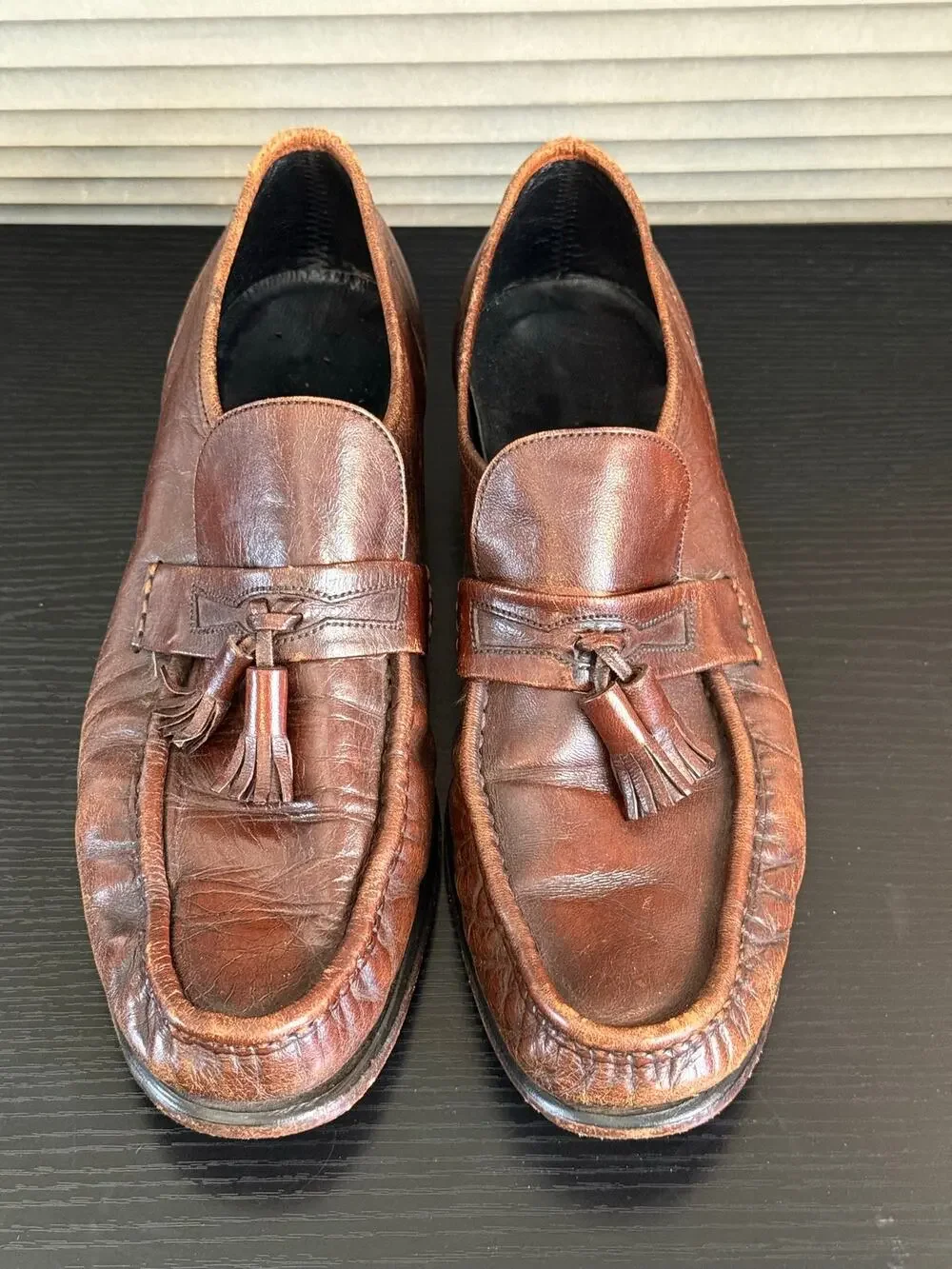 Florsheim Brown Leather Kiltie Tassel Loafers Men’s US 10.5 A Vintage Moc Toe